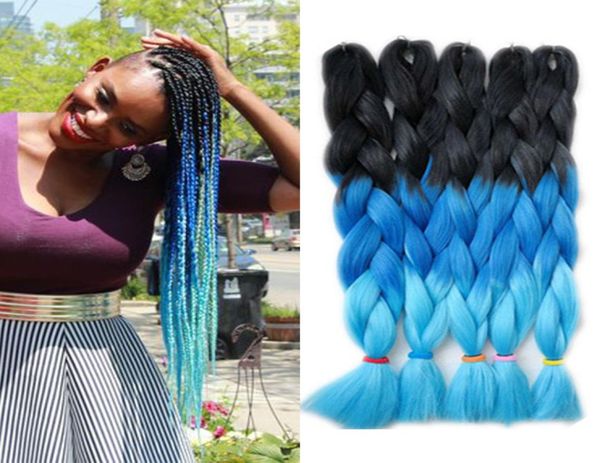 

three colors ombre synthetic xpression braiding hair 24 inches 100gpack jumbo crochet braids hair kanekalon xpression braiding ha9158912, Black