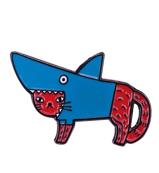 

kawaii shark cat enamel pin beautiful illustration art collection8403262, Gray