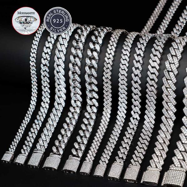 

6mm 8mm 13mm 15mm 18mm custom pass diamond tester 925 sterling silver full d vvs moissanite cuban link chain for men women