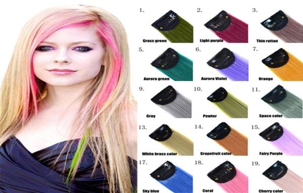 

colored clip in hair extensions 24039039 colorful straight for women and kids multicolors party thick tail highlights strea6718938, Black