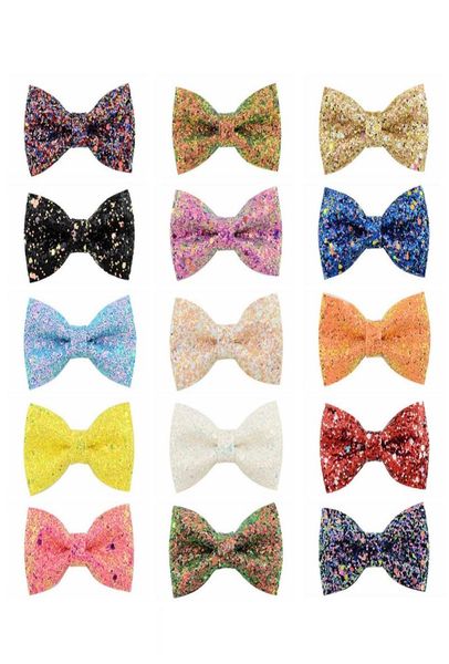 

16 colors 3 inch glitter hair clips for women girls boutique bow barrettes handmade kids hair bow hairpins children hair accessori7287745, Slivery;white