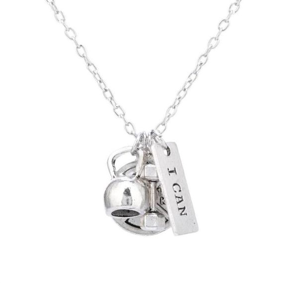 

pretty dumbbell necklace barbell gym sport fitness weight necklaces beautifully jewelry sports belief power charm necklace5907796, Silver