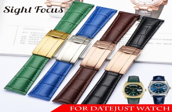

20mm calf watch band strap belt for datejust day date genuine cowhide leather strap wrist bracelet men woman folding clasp2682666, Black;brown