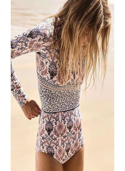 

print floral one piece swimsuit long sleeve swimwear women bathing suit retro swimsuit vintage onepiece surfing swim suits1638010