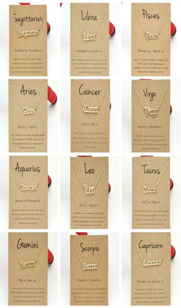 

fashion zodiac sign necklaces for women men gold silver color stainless steel chain constellations pendant necklace jewelry with c7080256