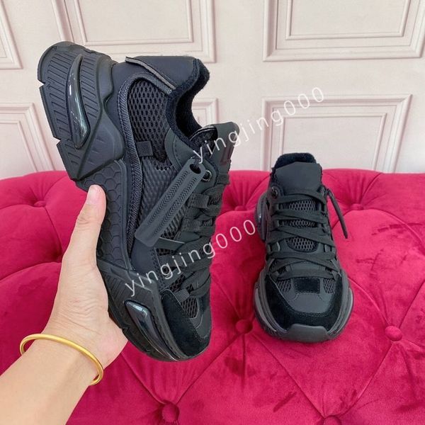 

new fashion mens classics designers sneakers camouflage casual shoes stylist shoes checkered studded flats mesh fashion trainers, Black