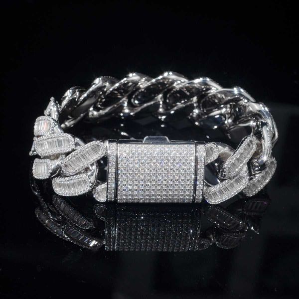 

custom 14mm moissanite jewellery two tone 925 sterling silver cuban link chain moissanite cuban link bracelet
