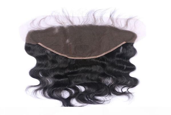 

13x6 ear to ear lace frontal closure with bleached knots natural color 1b brazilian body wave human remy hair extensions6304552, Black