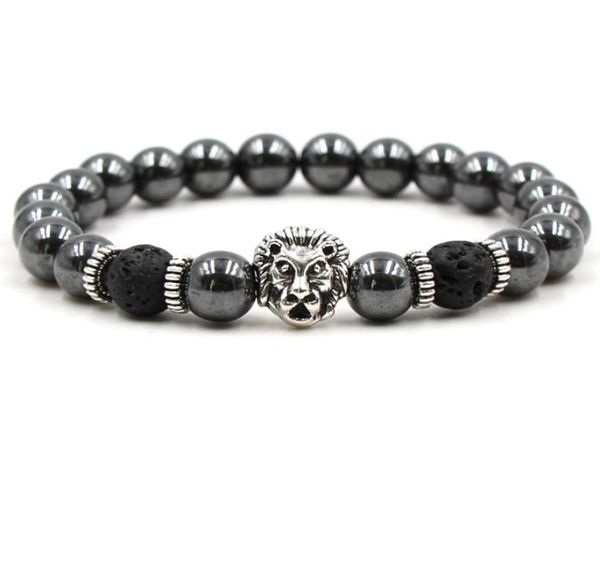 

black hematite beaded strands stone lava rock bracelets alloy gold plated silver skull lion owl for women men bracelet bangles jew1382709