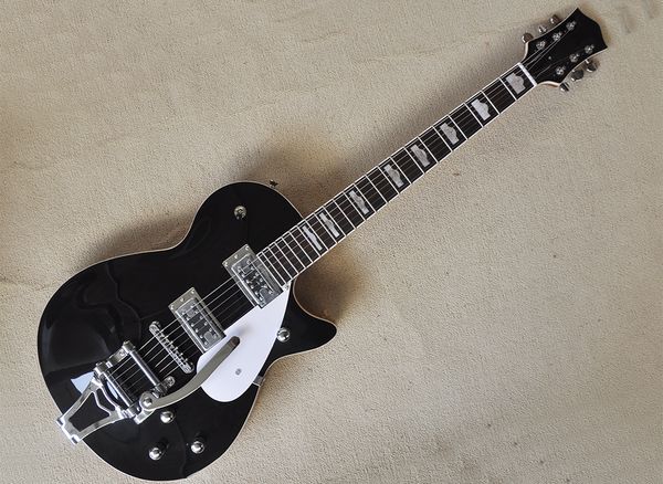 

6 strings black electric guitar with tremolo bar rosewood fretboard customizable