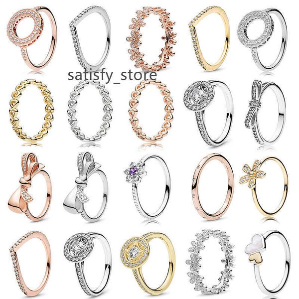 

new popular 925 sterling silver rose gold fit thin finger rings stackable party round rings women original pandora jewelry gifts