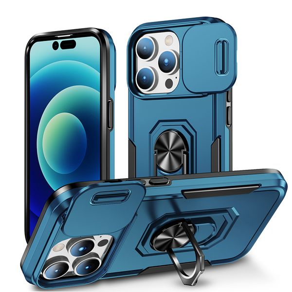 

heavy duty shockproof phone cases for iphone 15 14 plus pro max armor military grade slide camera full protection kickstand phone case back