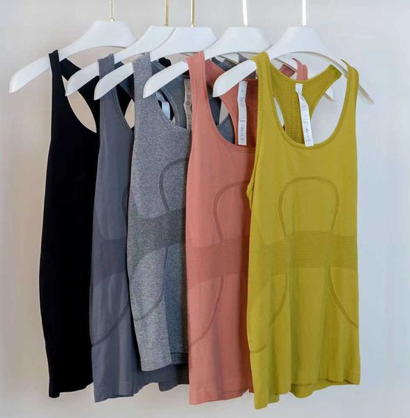 

lu shaping yoga outfit vest solid workout backless shirts sports fitness tank women gym tidal current sleeveless 17 colors tidal current, Gray