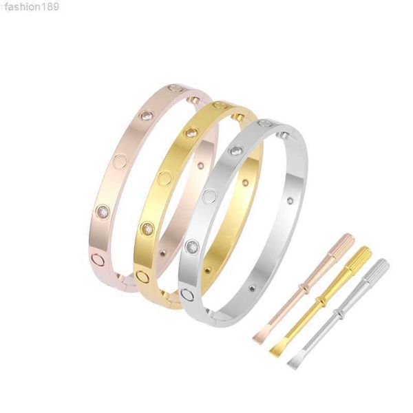 

luxury famous brand designers jewelry love bangle with screw screwdriver 316l stainless steel 18k gold plated lovers bracelet, Golden;silver