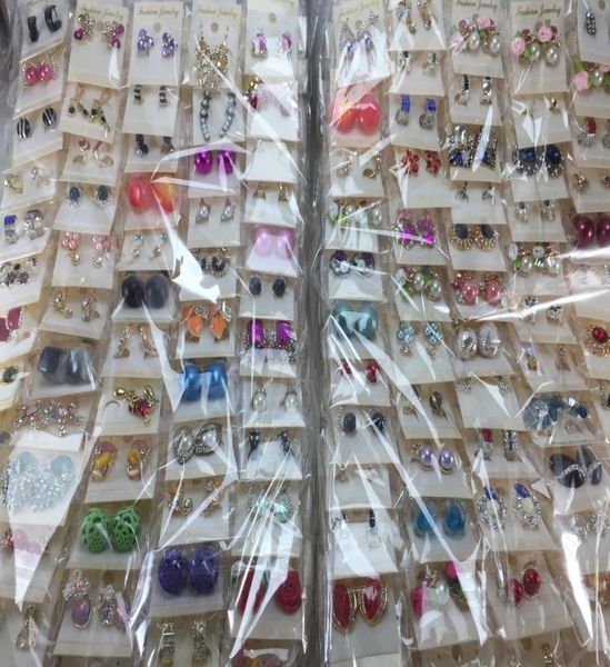 

whole lots women lady earring elegant crystal rhinestone ear stud earrings random mixed fashion pairs6058551, Golden