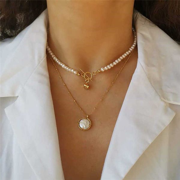 

ot buckle pearl necklace women's french baroque irregular natural pearl jewelry ornament, Black