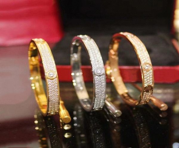 

titanium steel love full cz diamonds bracelets designer bangle silver gold with screwdriver bracelets for women and men couple jew6117145, Black
