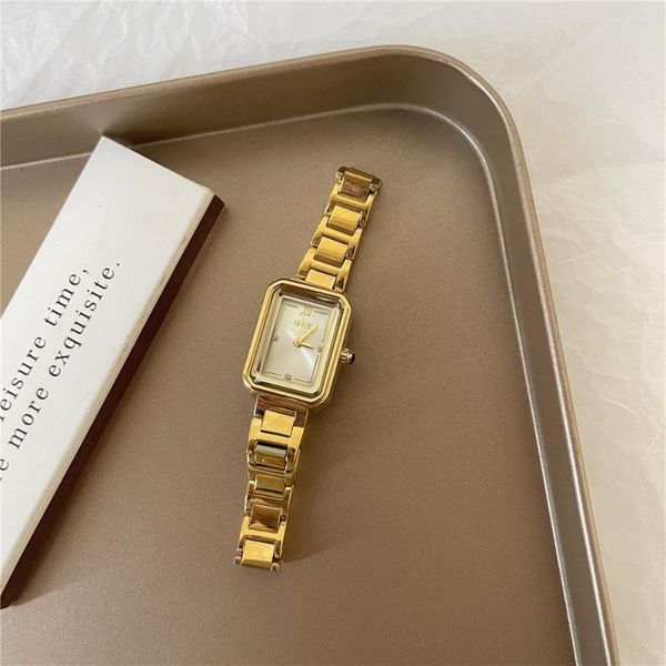 

wristwatches square hand clock for women fashion quartz small designer watch woman lady female women's wrist 2023, Slivery;golden