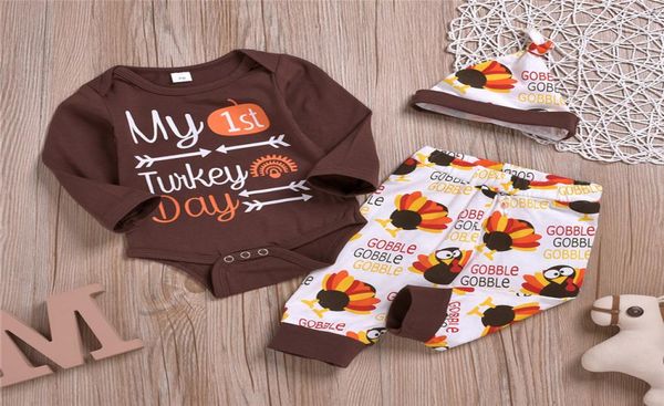 

newborn girl039s clothing suits baby infant children039s thanksgiving new turkey printed cotton long sleeve romper pants 6044997, White