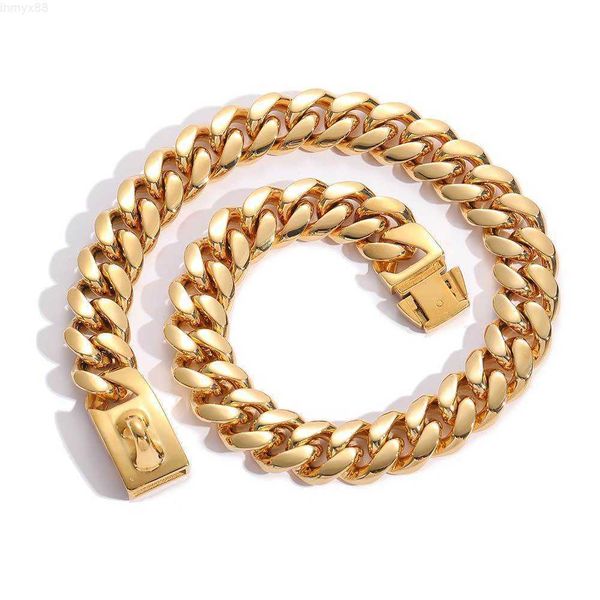 

hip hop heavy cuban chain pet collar big dog training collar gold plated metal stainless steel dog chain, Silver