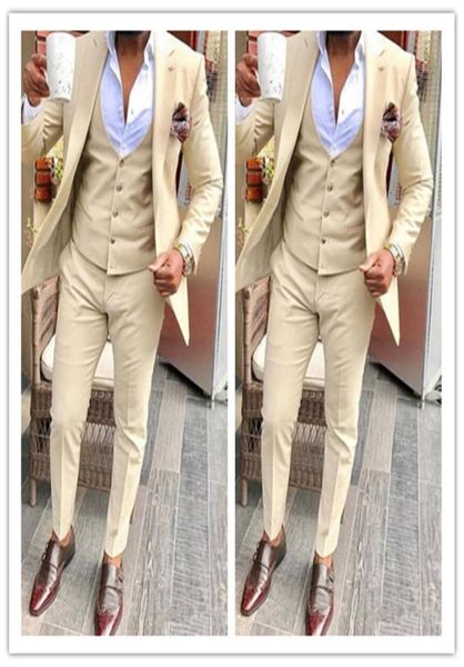 

beige groom tuxedos wedding suits groomsmen man for young man prom coupple day suits jacketpantsvest custom made plus siz9991014, Black;gray