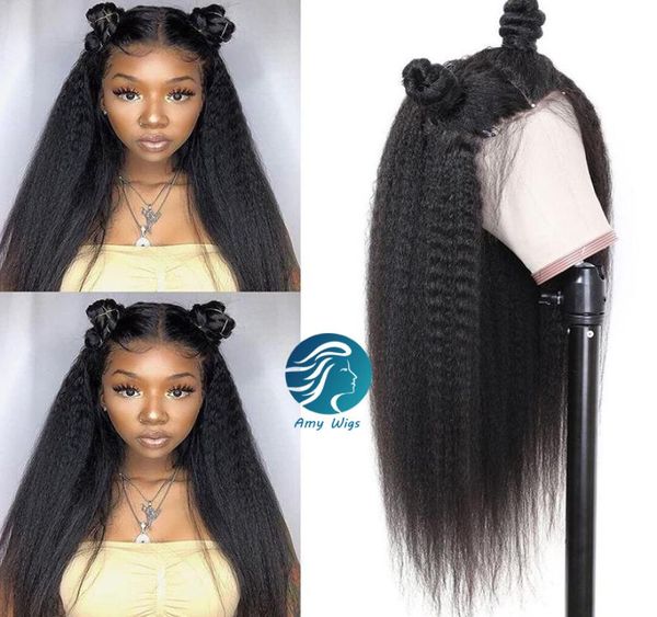 

kinky straight 100 human hair full lace hd transparent lace wigs preplucked hairline remy lace front wigs braided wigs for black w5792202, Black;brown