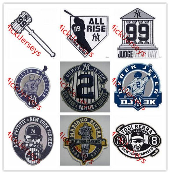 

7 piece lot derek jeter final season patch aaron judge all rise patch mariano rivera yogi berra bernie williams retirement patc1192984