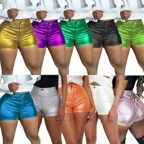 

women designer shorts metal candy color cargo joggers high waist fashion spice girl versatile short pants 10 colors, White;black