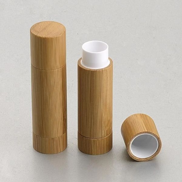 

bamboo diy design empty lip gloss container lipstick tube lip balm cosmetic packaging containers wholesale