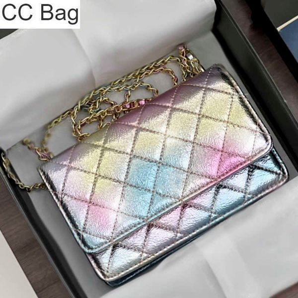 

cc bag 9a ladies luxury shiny designer bags colorful multicolor genuine leather flap mini shoulder bag classic timeless diamond quilting cro, White