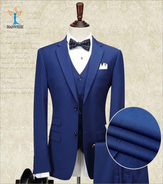 

new design groom suit three pieces blazerpantvest polyester material dark blue single breasted men clothing set for wedding us6841208, Black;gray
