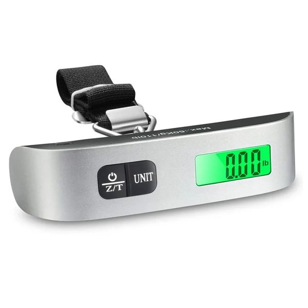 

digital electronic luggage scales portable 50kg/110lb suitcase scale handled travel bag weighting lcd display hanging scale