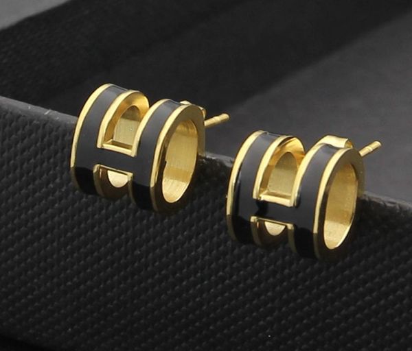 

new arrival 316l titanium steel punk earring with enamel h words for man and women stud earring size 115cm jewelry 2699532, Golden;silver