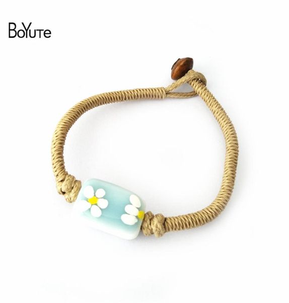 

boyute 5pcs handknitted rope chain bracelet ceramic bead charm bracelets for women fashion christmas gift jewelry2236919, Golden;silver