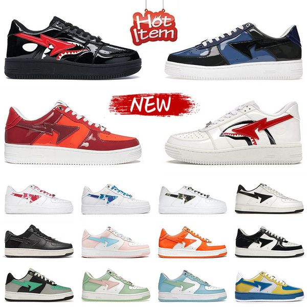 

2023 men women designer casual shoes nigo bapesta sta low shoe block shark shark black shark white suede patent leather blue mens womens tra