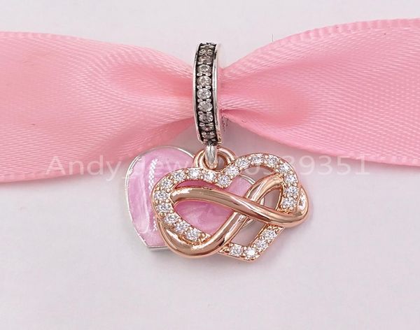 

andy jewel authentic 925 sterling silver beads sparkling infinity heart dangle charm charms fits european style jewelry bracelets & necklace, Black