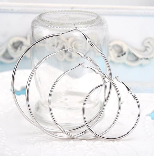 

925 sterling silvergolden exaggerated hoop earrings large diameter 610cm fashion party cute christmas ps06782615239, Golden;silver