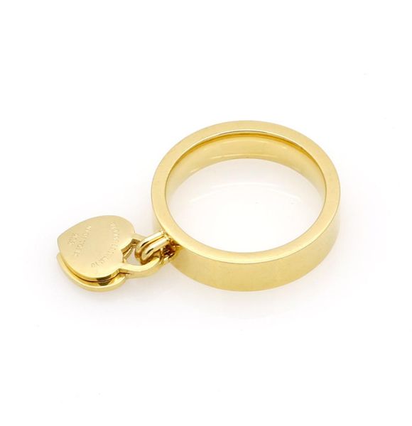 

fashion jewelry 316l titanium goldplated heartshaped ring t letter letters double heart ring female ring for woman7597586, Silver
