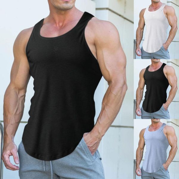 

cotton workout gym tank men muscle sleeveless sportswear shirt stringer fashion clothing bodybuilding singlets fitness, White;black
