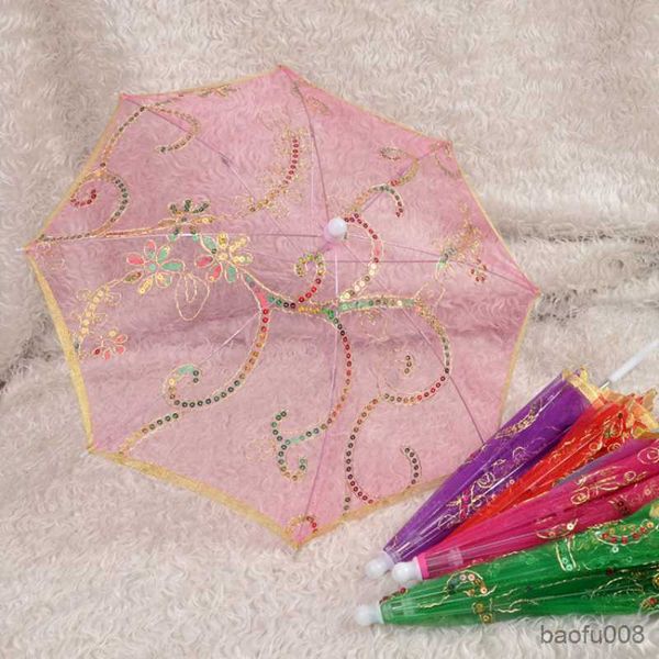 

umbrellas mini umbrella wedding show 51/41cm sun parasol handmade sequin doll umbrella for kids birthday gift r230607