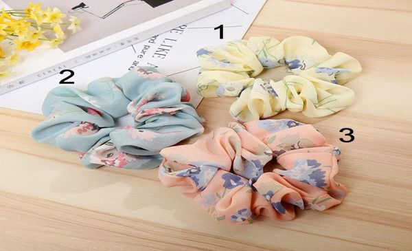 

women039s girl hair scrunchie headband ring elastic print flower hair bun rope dance floral scrunchy soft chiffon hair bands 105008422, Slivery;white