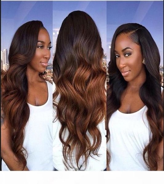 

two tone 4 30 body wave dark brown human hair weave 3 4 bundles whole colored brazilian ombre remy human hair extension deals9108419, Black