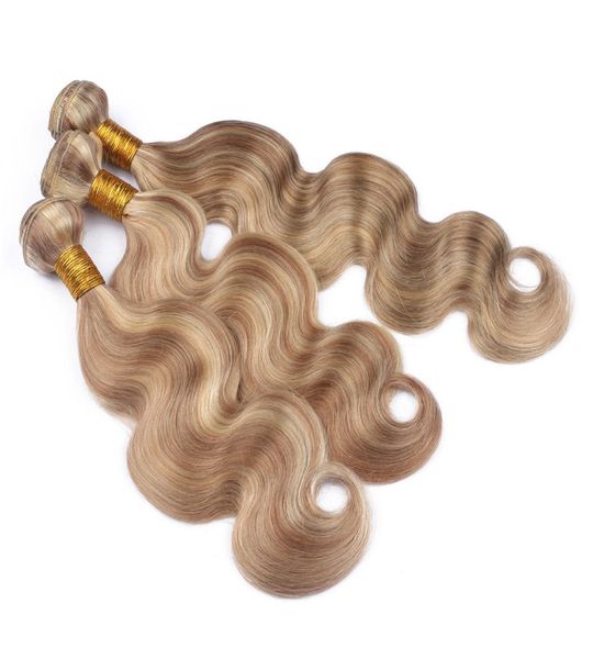 

highlight human hair weaves 3 bundle deals body wave brazilian virgin human hair piano honey blonde hair extension 27 613 mix bun9092707, Black;brown