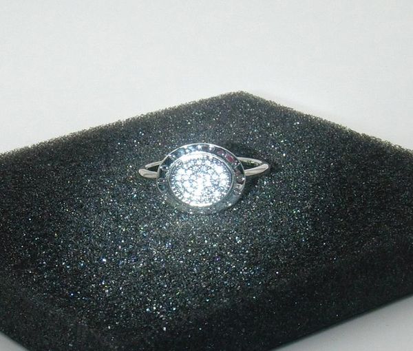 

fashion- classic design authentic 925 sterling silver rings compatible fit jewelry with logo round disc cz paved ring5699887