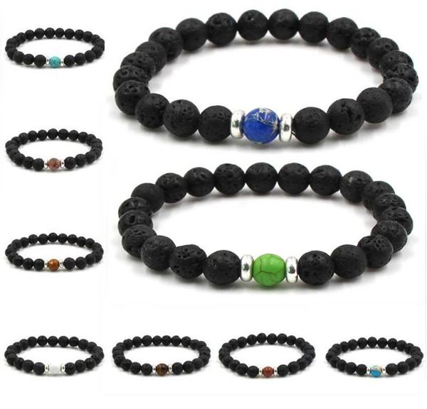 

10 style chakra bracelet tiger eye volcanic stone men black lava healing balance reiki prayer natural stone yoga bracelet4703315, Golden;silver