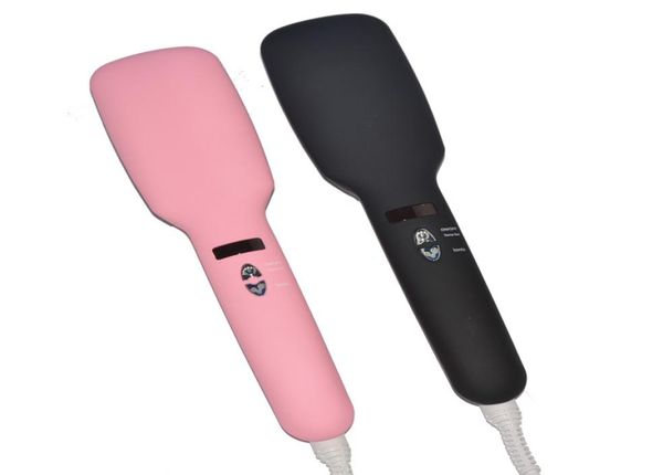

queenme 2 in 1 lcd ptc heating straight ionic electric fast hair straightener brush comb straightening brush styling tools4844261