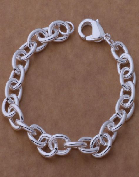 

factory 925 sterling silver plated thick chain bracelet fashion jewelry party gift 4836702, Black