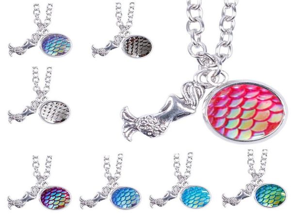 

12 scale color mermaid necklace dainty pendant shimmery mermaid jewelry birthday gifts5755380, Silver