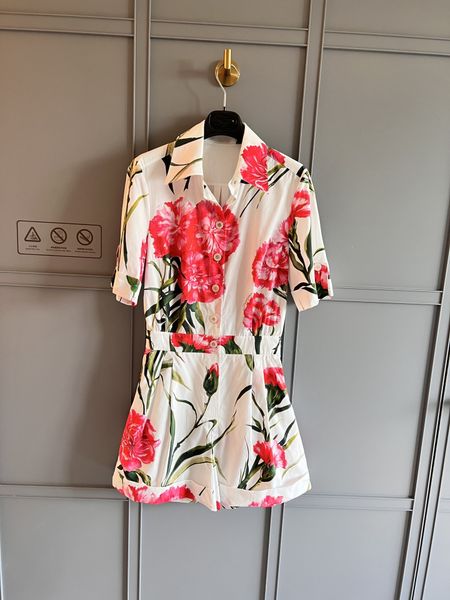 

women's jumpsuits & rompers luxury designer designed dianthus caryophyllus full positioning printing jumpsuit, Black;white