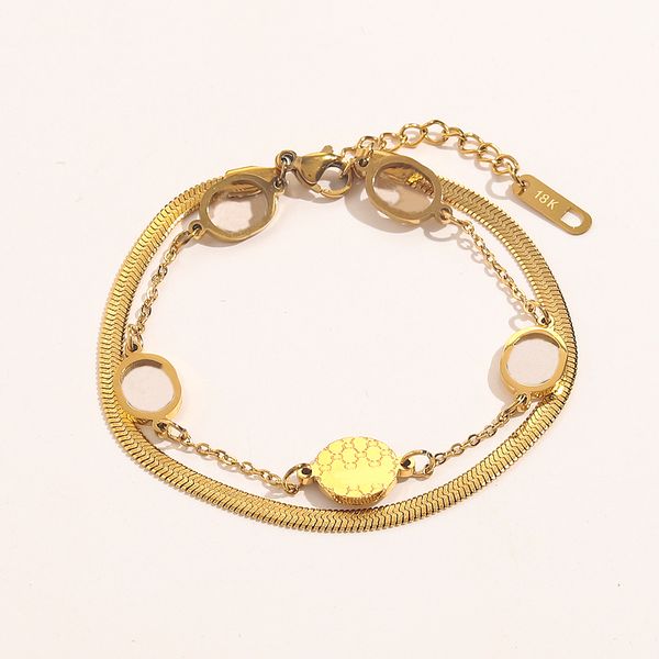 

premium brand designer jewelry bracelets bangle 18k gold plated stainless steel wristband cuff chain women bracelet for birthday gift y23108, Black